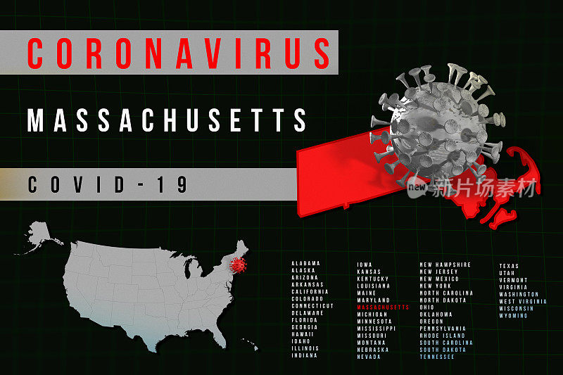 美国马萨诸塞州-冠状病毒- COVID-19地图